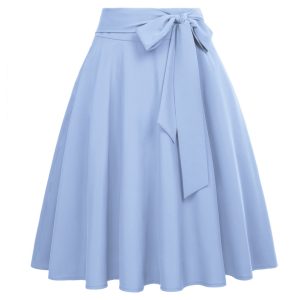 Belle Poque Women's High Waist A-Line Pockets Skirt Skater Flared Midi Skirt 1950s Retro Flared Skirt Office Lady Workwear A30